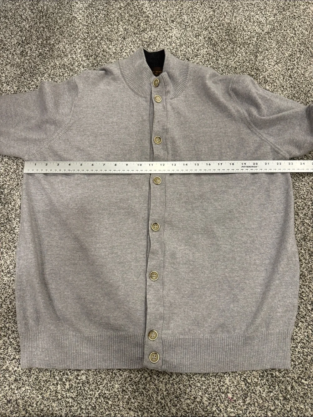 Thomas Dean Merino Wool Men’s XXL Light Gray Button-Up Cardigan Grandpacore